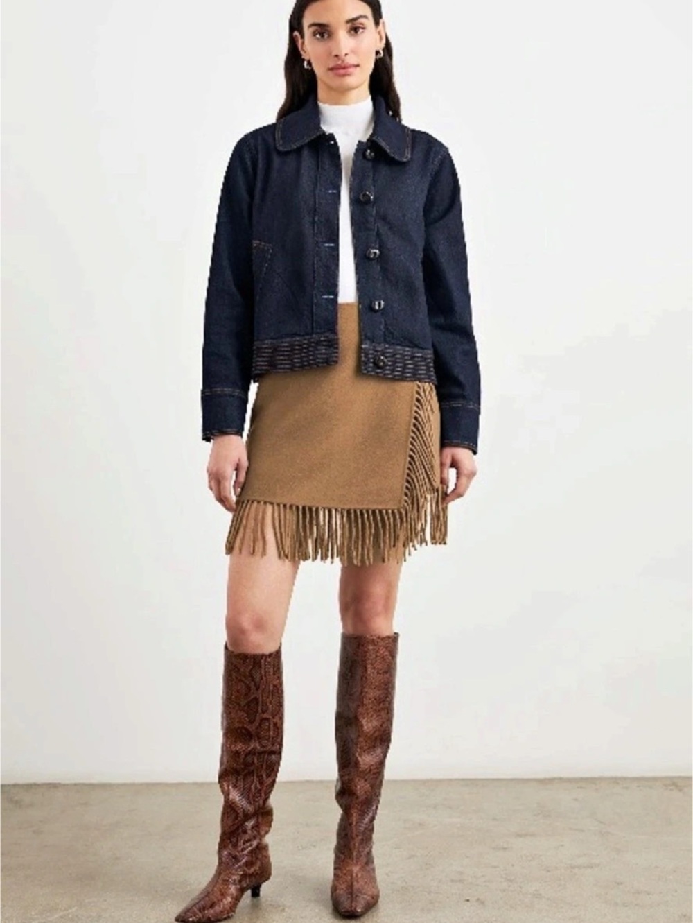 Rails Denim Figueroa Dark Wash Jacket Small Midnight Blues Peter Pan Collar S